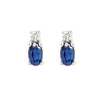 Oval Blue Sapphire and Diamond Stud Earrings in White Gold