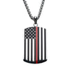 Inox American Flag Dog Tag Pendant with Red Stripe