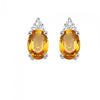 Citrine Stud Earrings with Diamonds