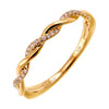 Woven Twist Yellow Gold Stackable Diamond Band, 0.05 cttw