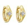 Diamond Star Thick Huggie Hoop Earrings in 14k Yellow Gold