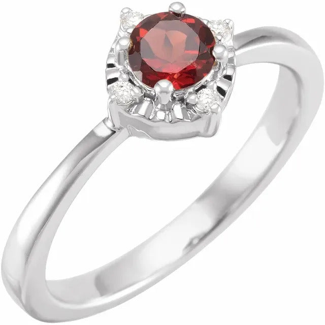 Garnet Ring with Diamonds