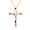 Cross Pendant with Diamonds in Rose Gold