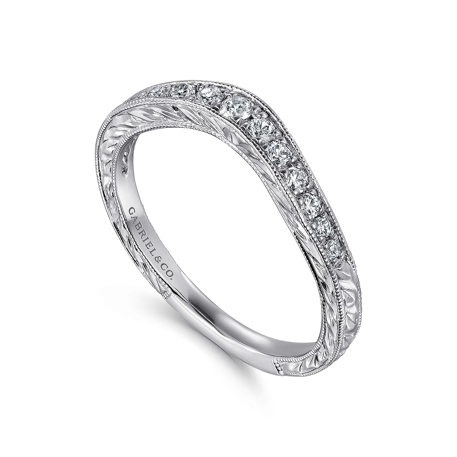Vintage Inspired Curved Diamond Anniversary Band