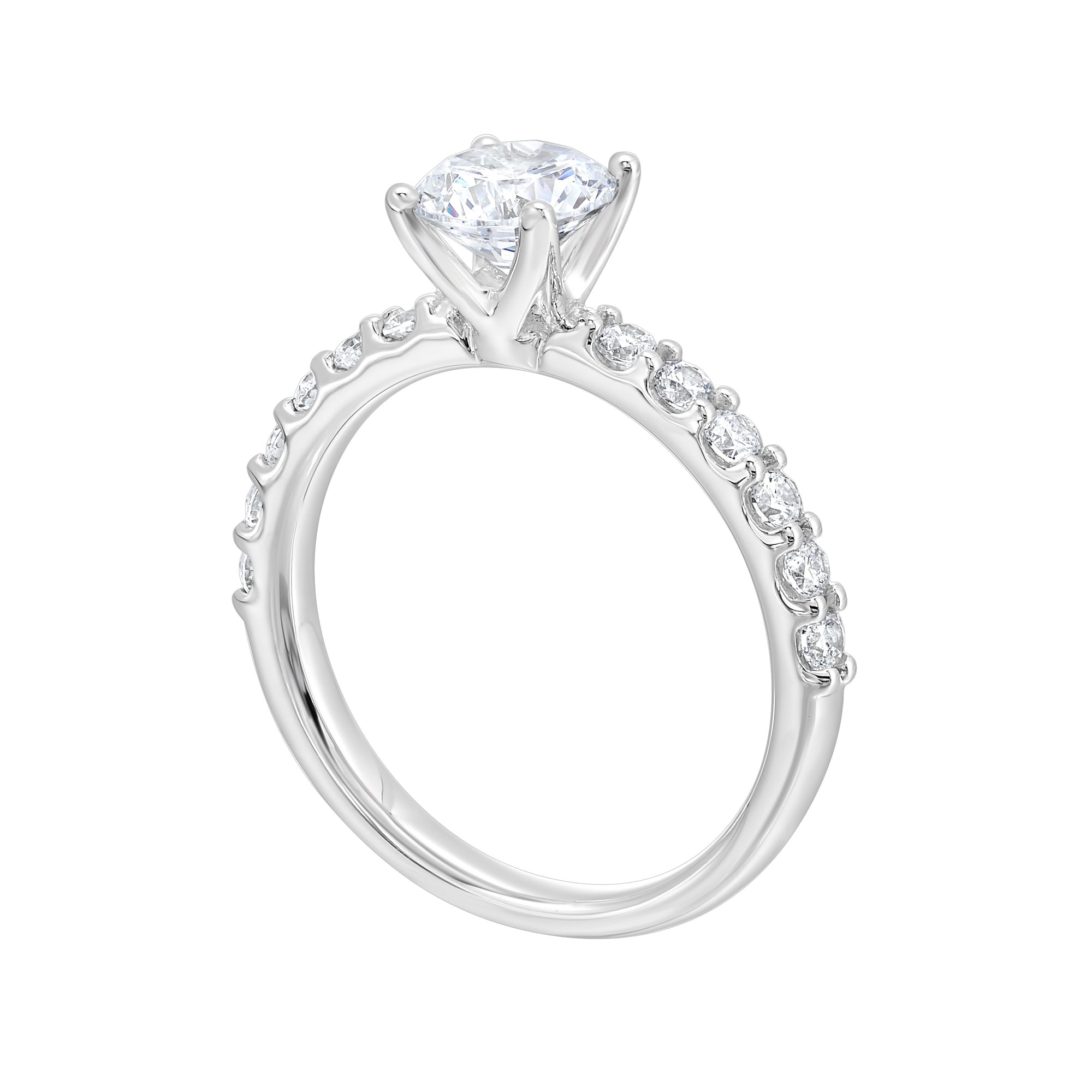 Delicate Round Brilliant Cut Lab-Created Diamond Engagement Ring in White Gold, 1.42 cttw