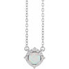 Opal Necklace with Diamond Halo