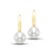 White Freshwater Pearl Huggie Hoop Earrings in Yellow Gold