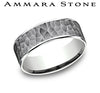 Textural White Gold 7.5mm Wedding Ring Band with Hammered Dark Tantalum Center