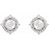 Freshwater Pearl Earrings with Diamonds