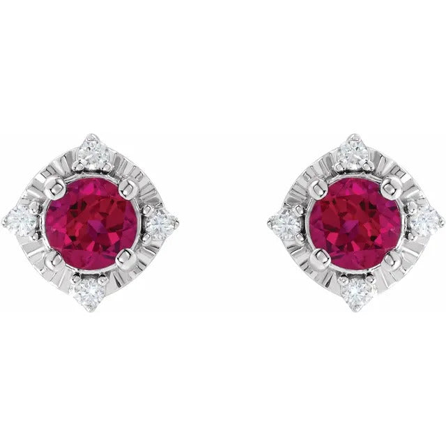 Lab Created Ruby Earrings with Diamonds