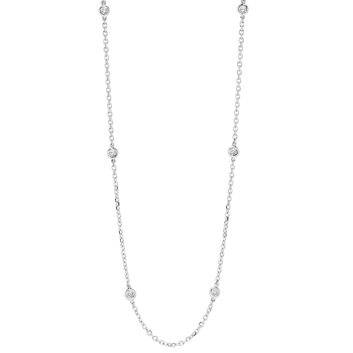 White Gold Diamond By The Yard Necklace