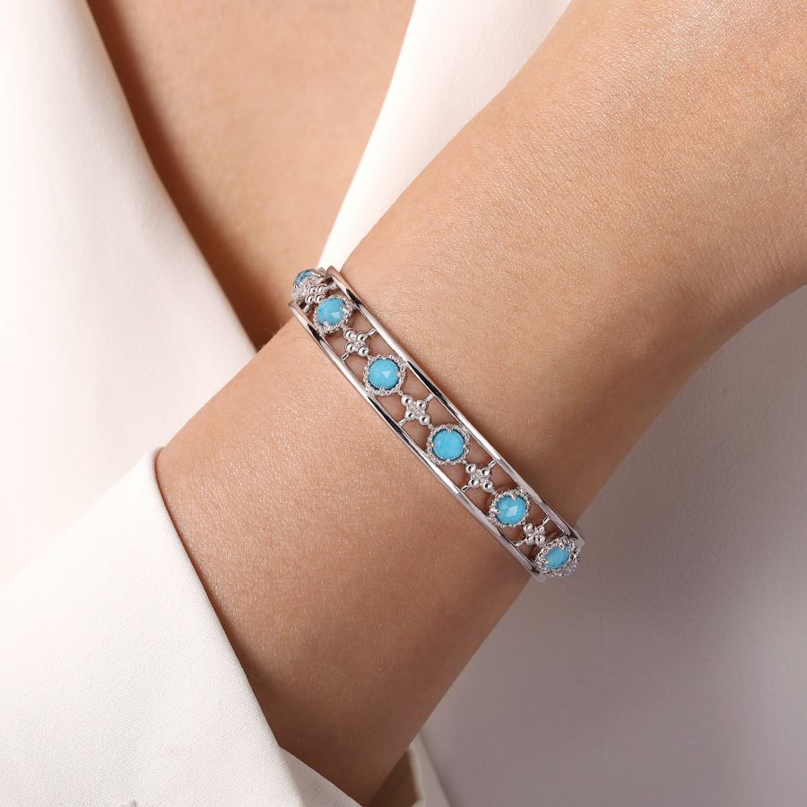 アクセサリー Indian Jewelry Silver Turquoise Bangle Bangle Bracelet, Indian Traditional Kada, TURQUOISE Bangle