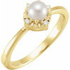 Freshwater Pearl Ring with Diamonds