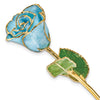 Frozen Blue with Sparkles Colored Rose with Gold Trim