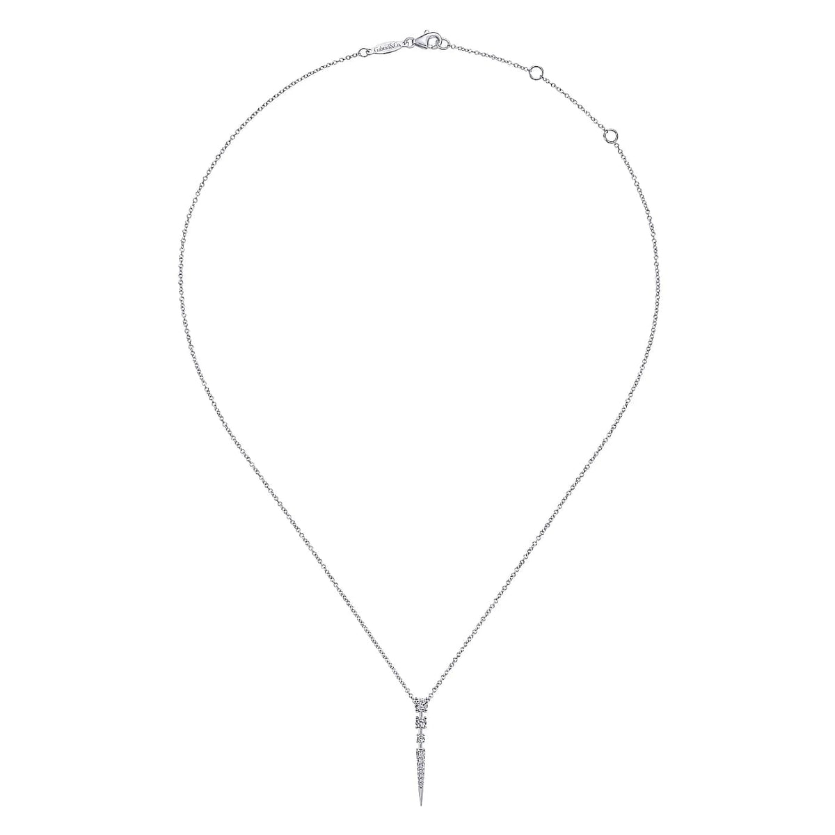 Geometric White Gold Diamond Spike Drop Pendant Necklace, 0.31 cttw