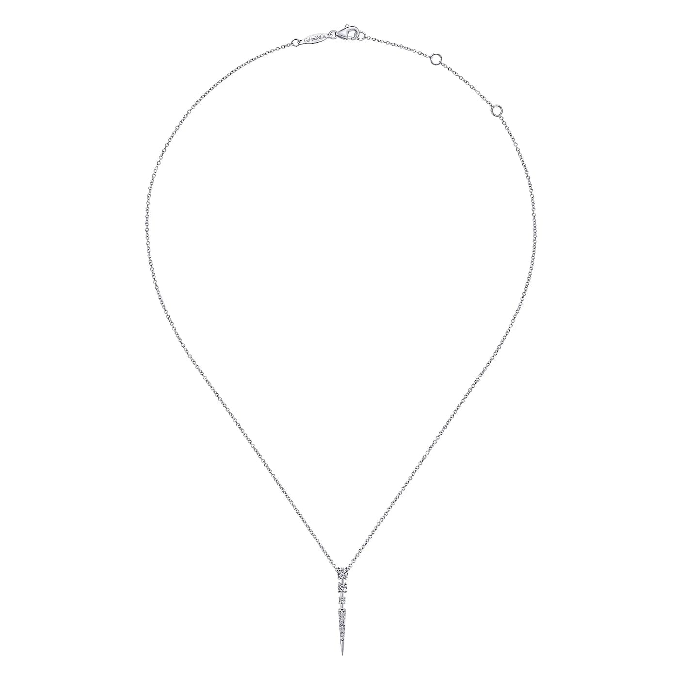 Geometric White Gold Diamond Spike Drop Pendant Necklace, 0.31 cttw