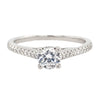 Classic Cathedral Style Diamond Engagement Ring Setting with Pave Band in White Gold, 0.14 cttw