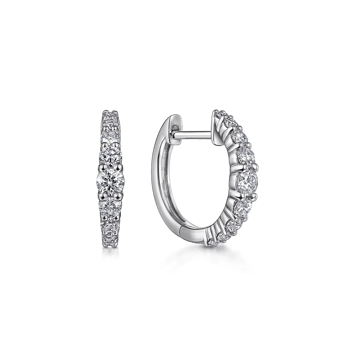 Diamond Huggie Earrings in White Gold, 0.50 cttw