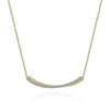 Bujukan Dual Tone Diamond Curved Bar Necklace in White and Yellow Gold, 0.30 cttw