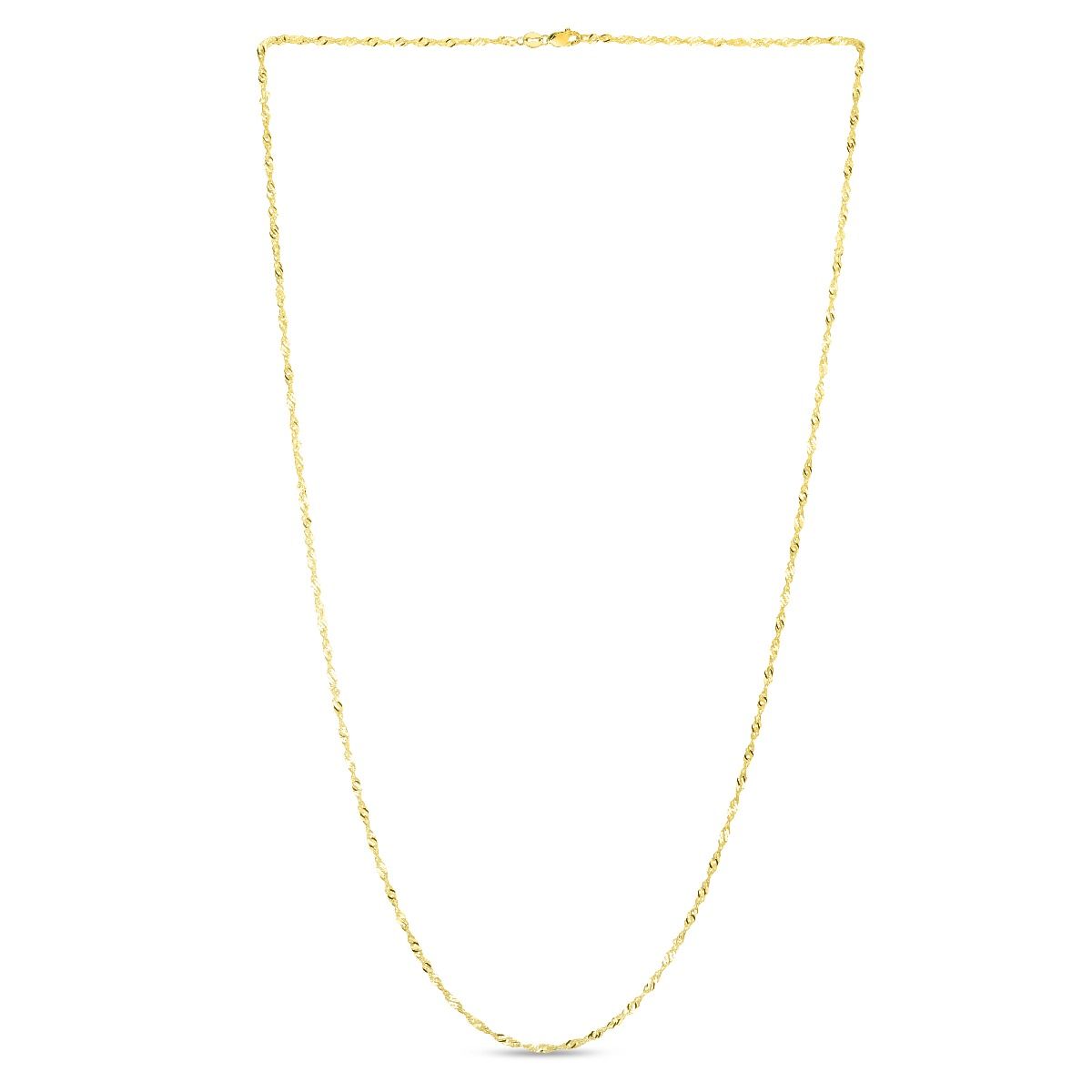 Delicate 1.3mm Singapore Chain 18” Necklace in 14k Yellow Gold