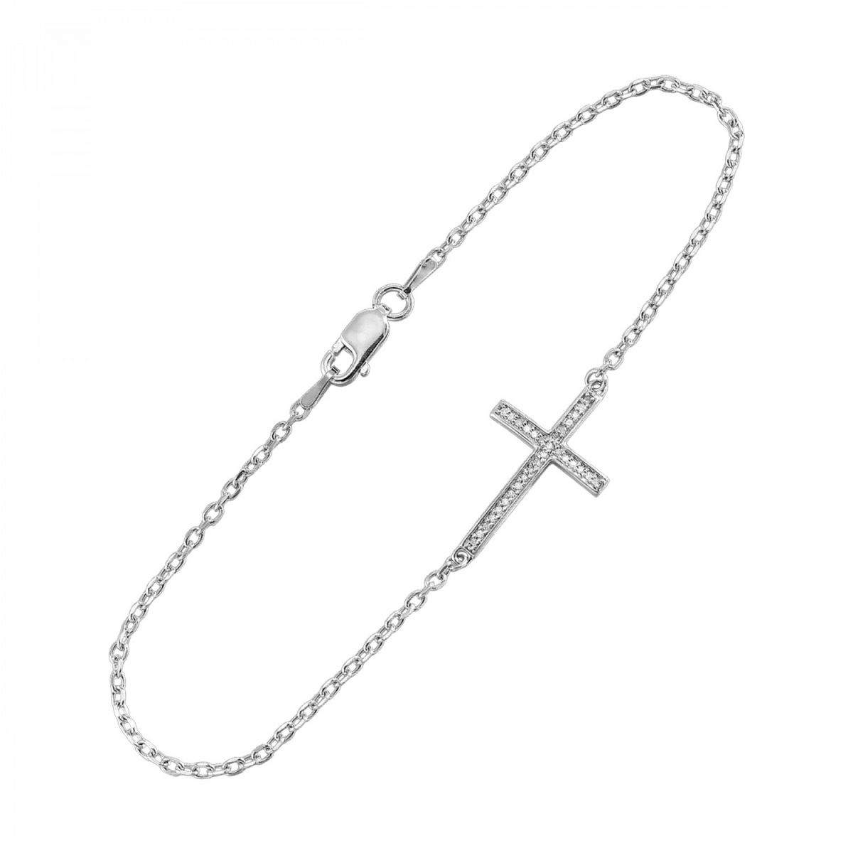 Horizontal Diamond Pave Cross Bracelet