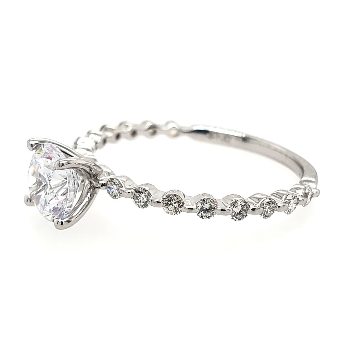 Engagement Ring Setting with Diamond Station Band