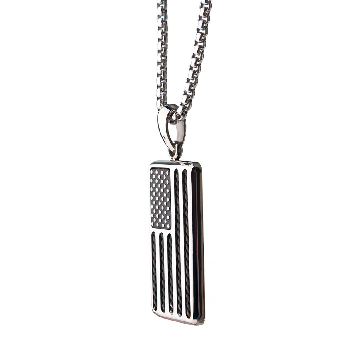 American Flag Stainless Steel Enamel Pendant