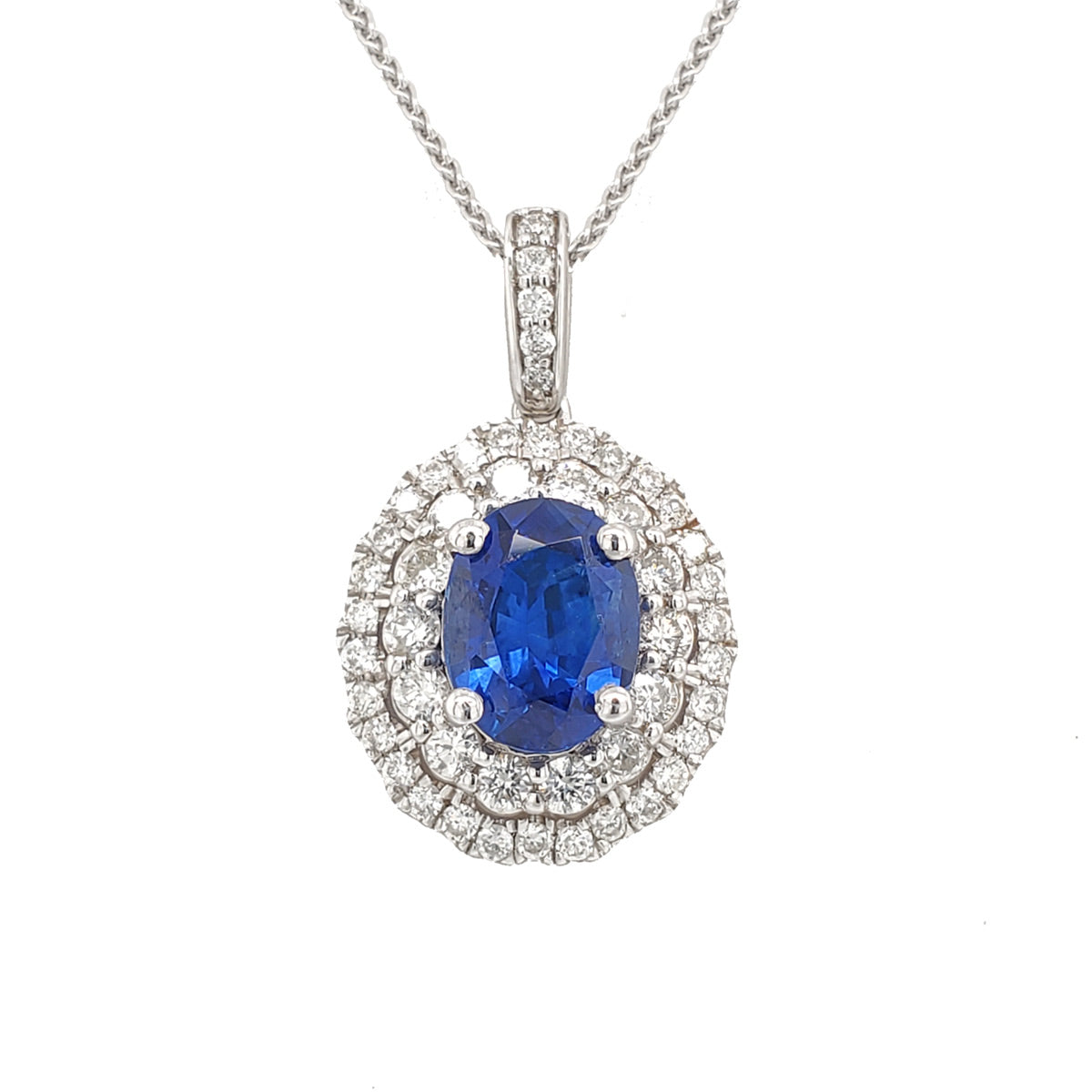 18K Yellow Gold Bezel Set Oval Blue Sapphire Pendant – Long's Jewelers
