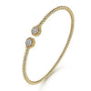 Yellow Gold Diamond Hexagon Split Cuff Bangle Bracelet, 0.10 cttw