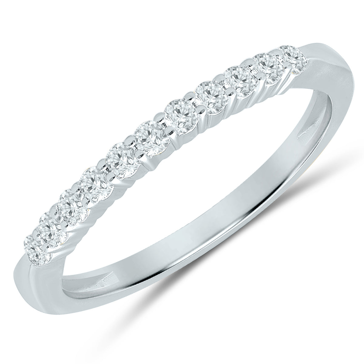 Sophisticated Prong Set Diamond Anniversary Band Set in White Gold, 0.25cttw