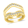 Yellow Gold Scalloped Edge Diamond Engagement Ring Guard with 26 Diamonds, 0.63 cttw