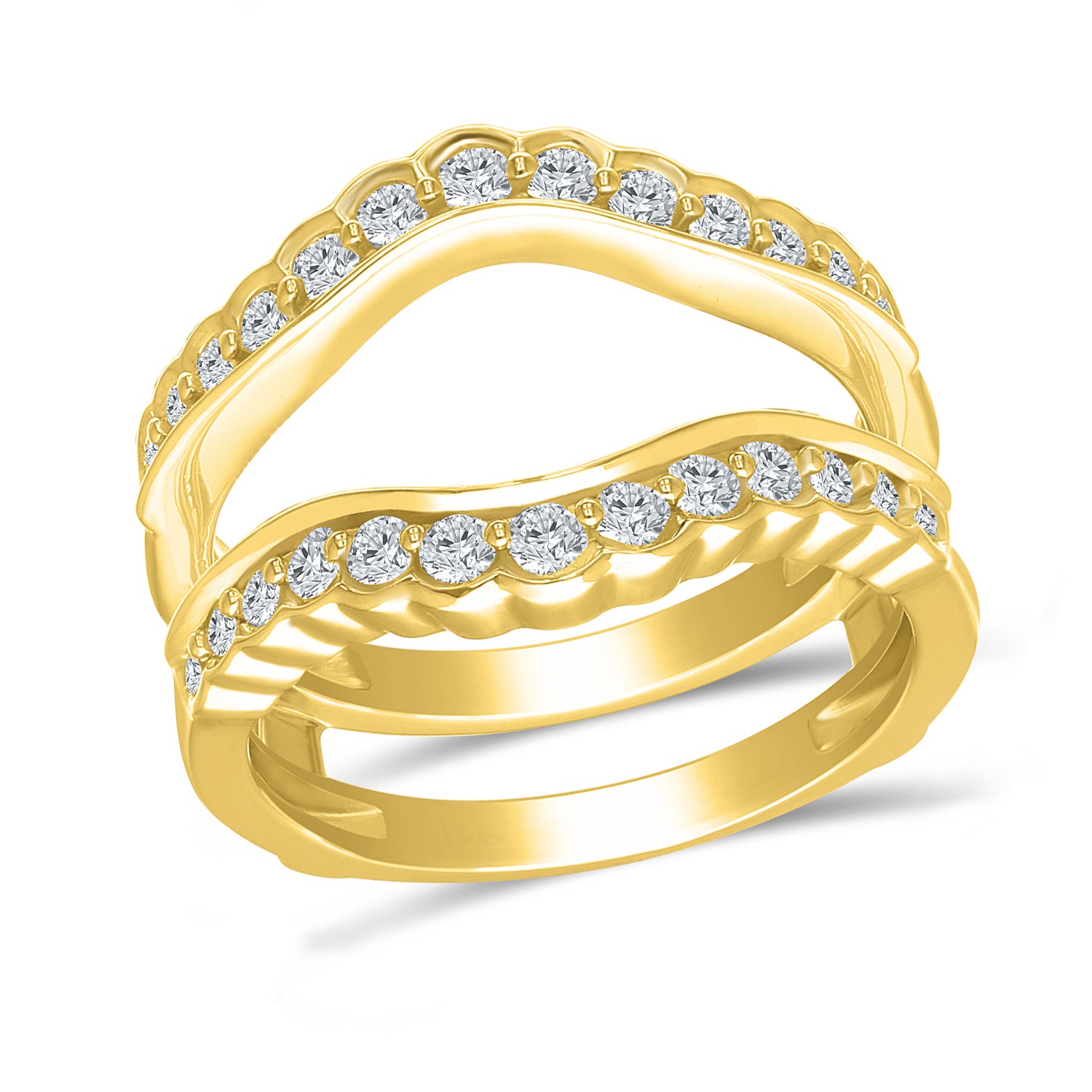 1/4ctw Diamond Asymmetrical Floral Yellow Gold Ring Guard | REEDS Jewelers