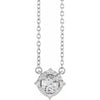 White Sapphire Necklace with Diamond Halo