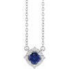 Lab Created Sapphire Necklace with Diamond Halo