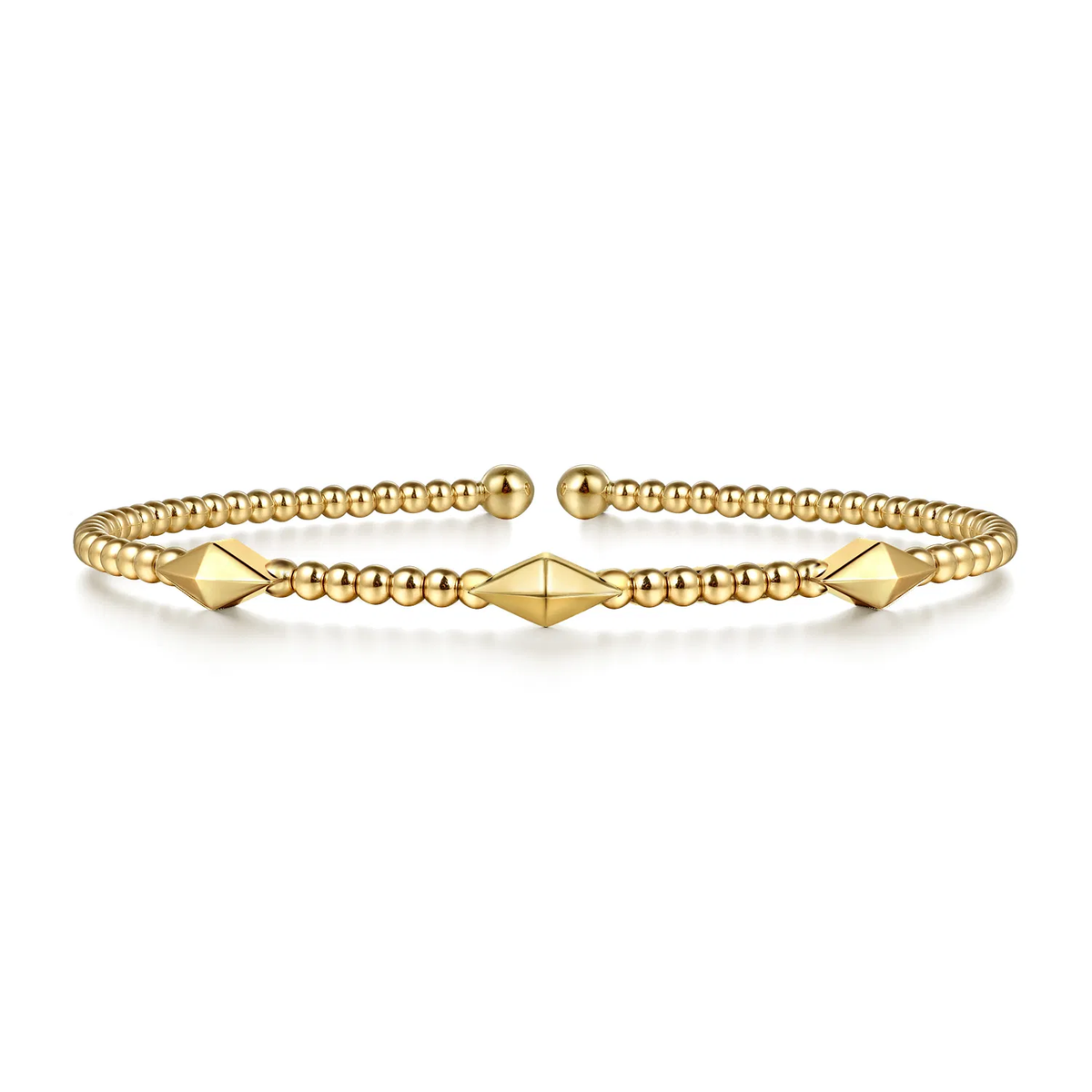 Beaded Cuff Bangle Bracelet With Geometric Design
