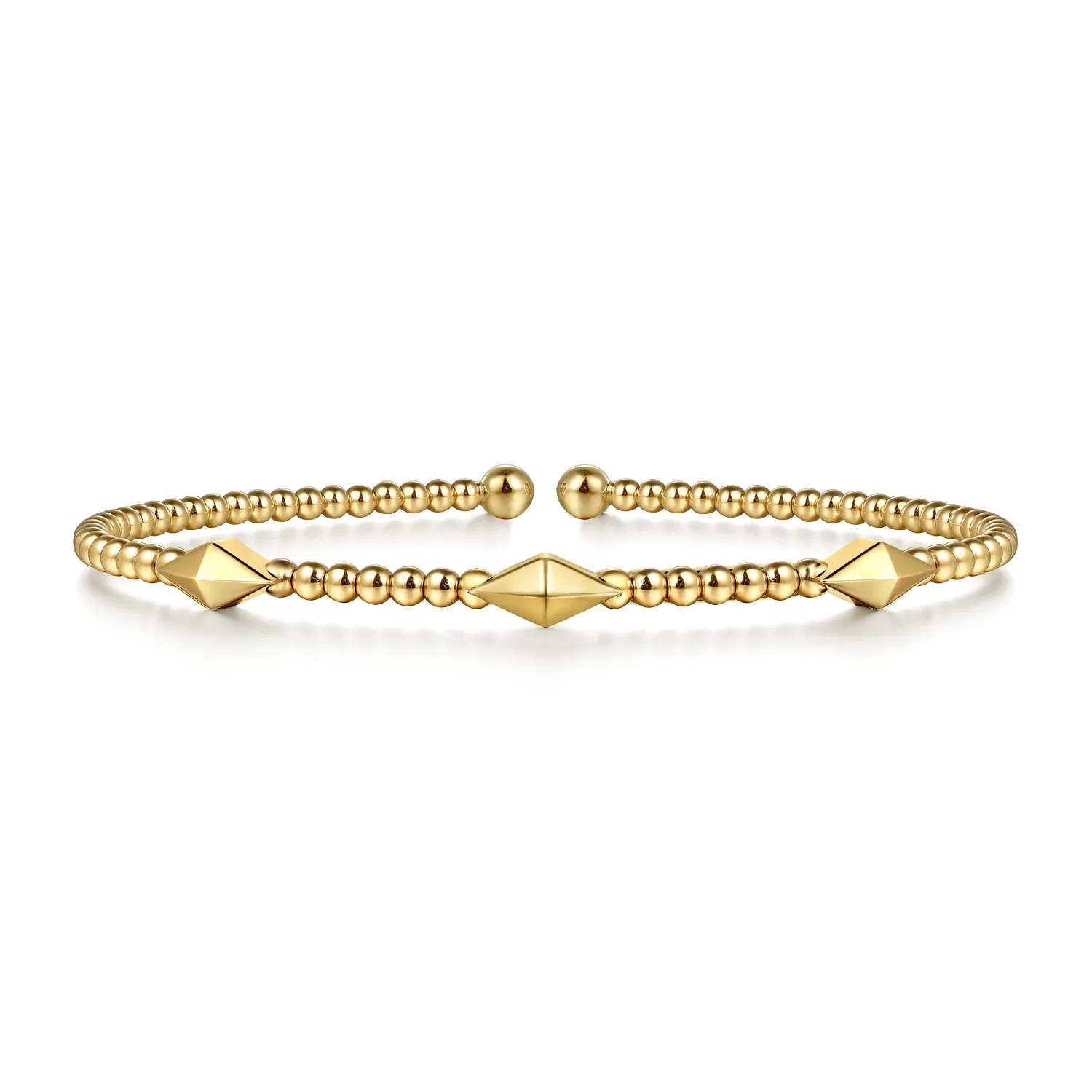 Beaded Cuff Bangle Bracelet With Geometric Design