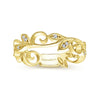 Diamond Vine and Leaf Ring in Yellow Gold