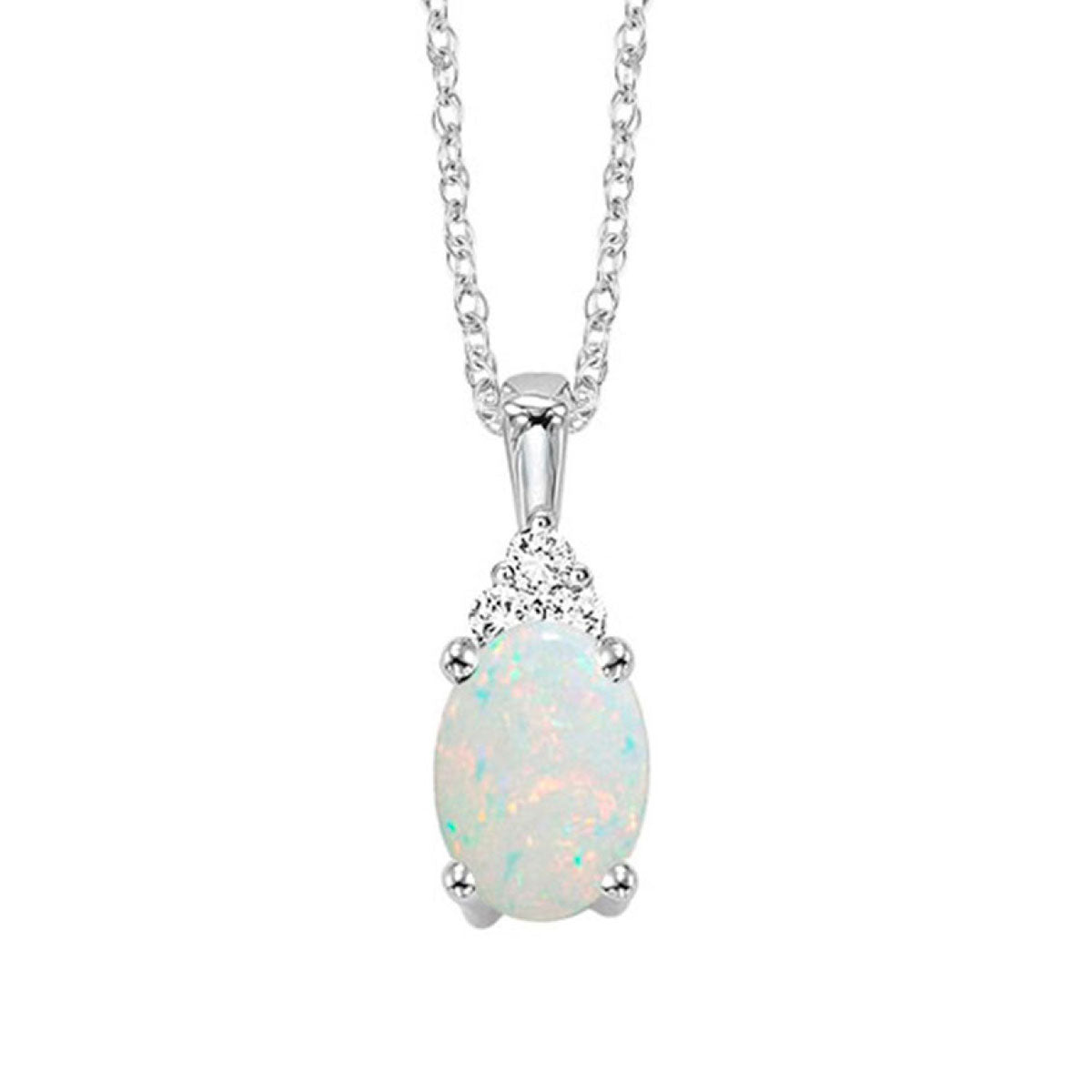 Opal and Diamond Pendant - June Birthstone