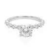 White Gold Diamond Engagement Ring Setting with Shared Prong Diamond Band, 0.47cttw