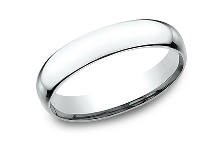 14k White Gold Polished Wedding Band- 4mm