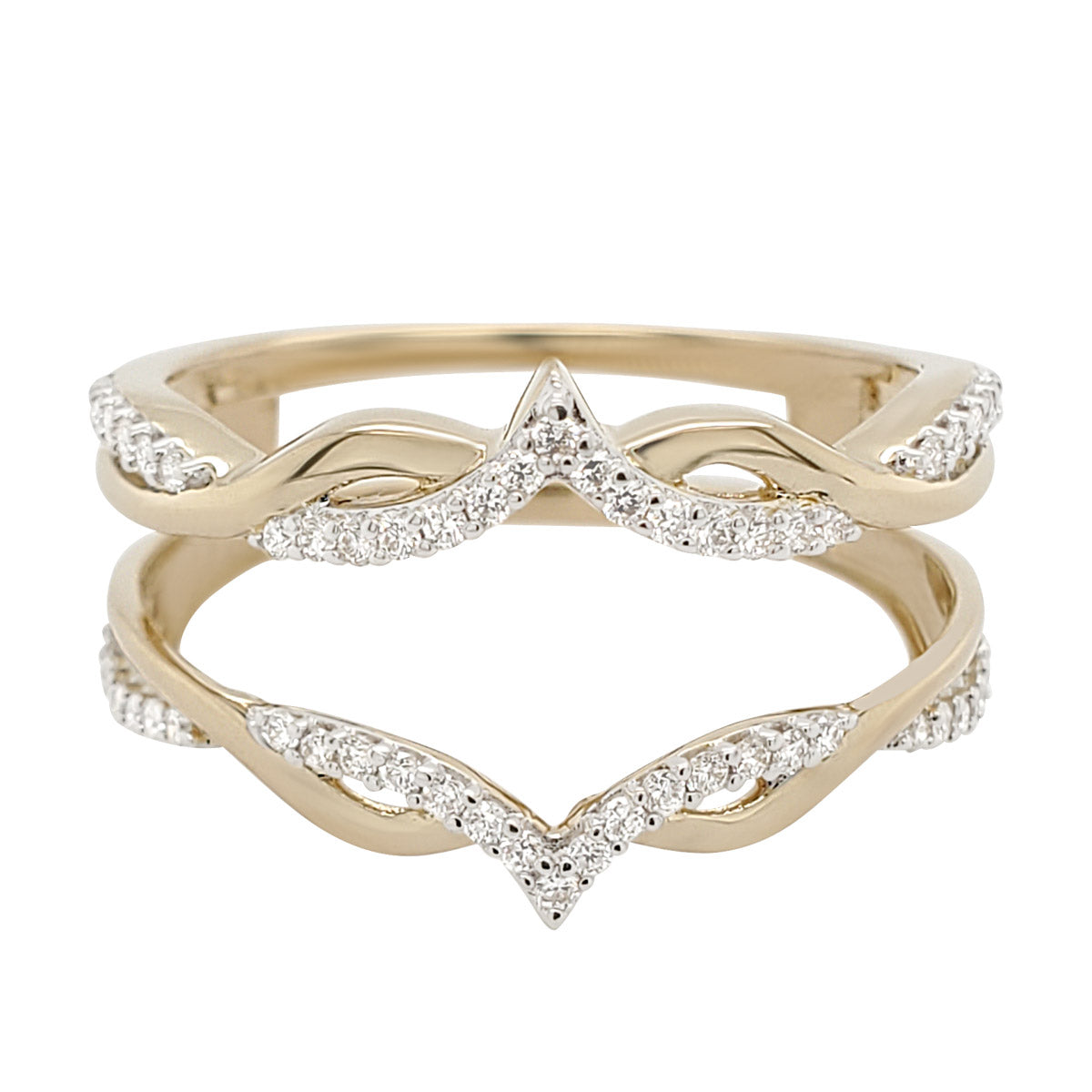 Twisted Yellow Gold Diamond Ring Guard Enhancer | Lee Michaels Fine Jewelry