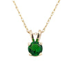 Dainty Round 4.5mm Basket Set Green Imitation Emerald Pendant Necklace in Yellow Gold
