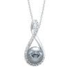 Grey Pearl Infinity Necklace with Cubic Zirconia