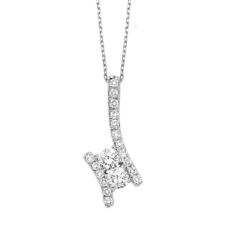 Double Diamond Pendant with Modern Pave - 1/2 twt.