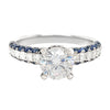 Vintage Inspired Diamond and Sapphire Engagement Ring Setting with Side Halo