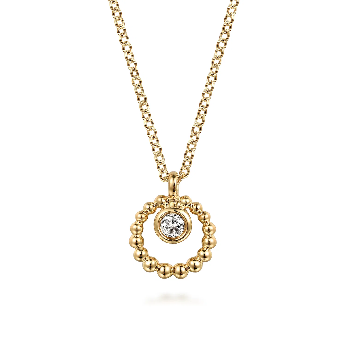 Bujukan Beaded White Sapphire Cirle Pendant Necklace