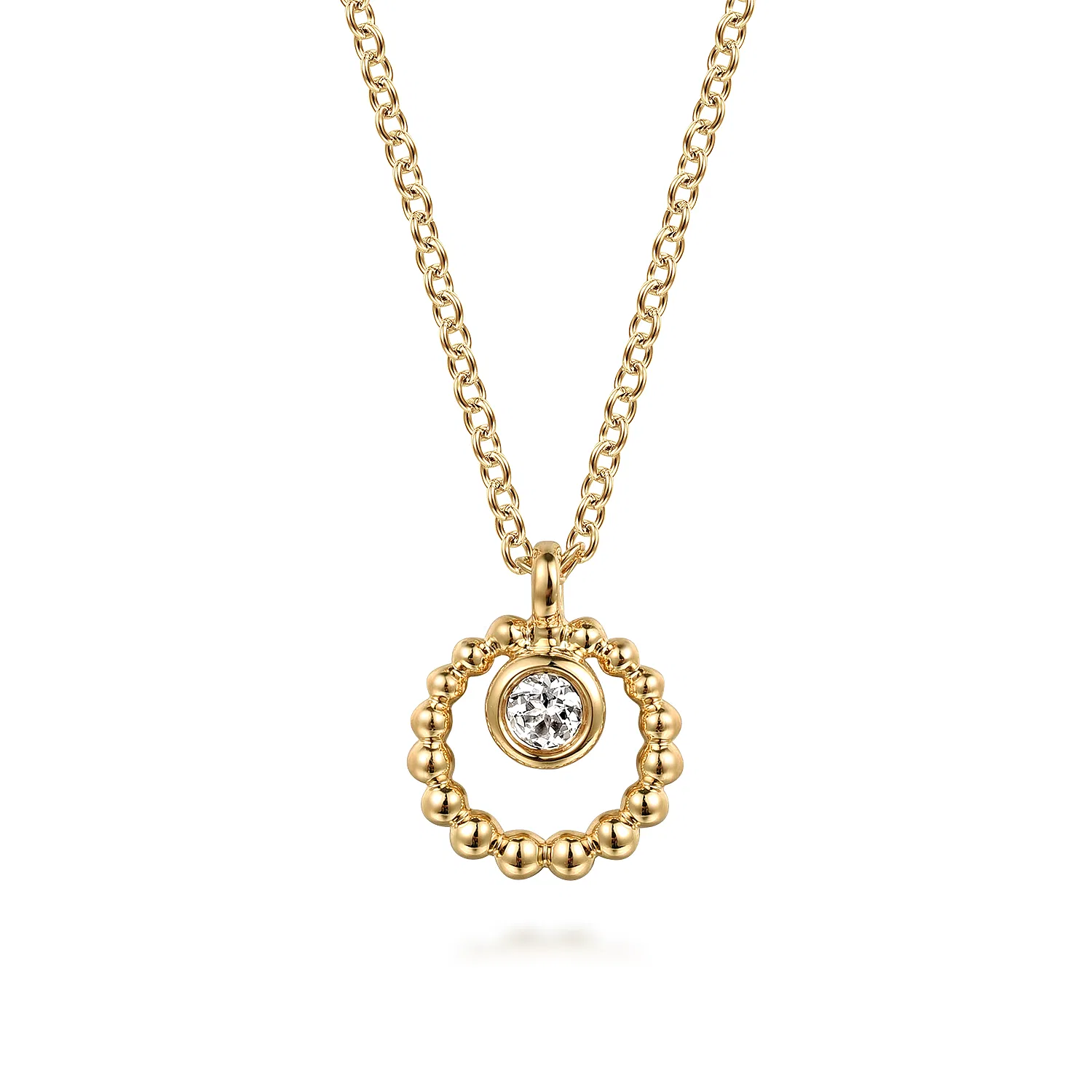 Bujukan Beaded White Sapphire Cirle Pendant Necklace