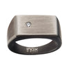 Inox Gunmetal Signet Ring with CZ