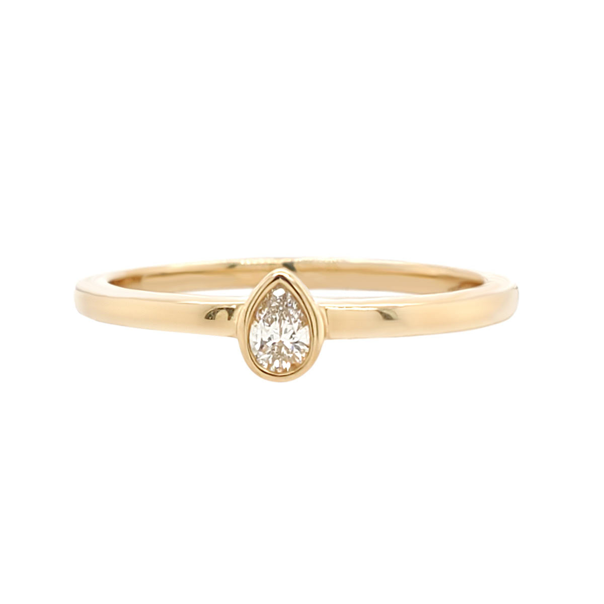 Pear Shaped, Bezel Set Diamond Solitaire Ring, 0.10cttw