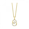 Diamond Double Circle Interlock Pendant Necklace set in Yellow Gold, 0.25 cttw